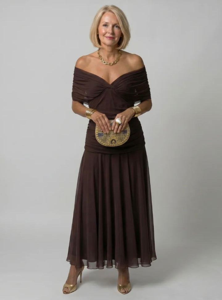 Calen | Off Shoulder Flow Midi Dress