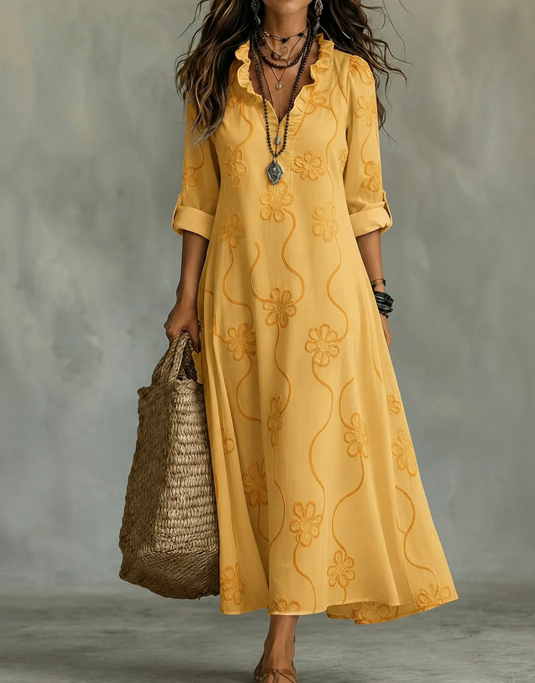 Sienna™ | Flower-print summer dress that conceals the tummy