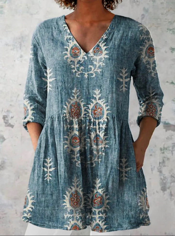 Elise | Long Blouse with V-Neck