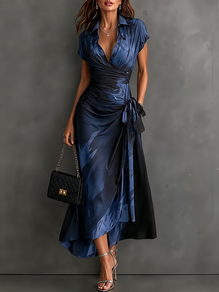 Midi Wallet Dress With V-Neck Collar