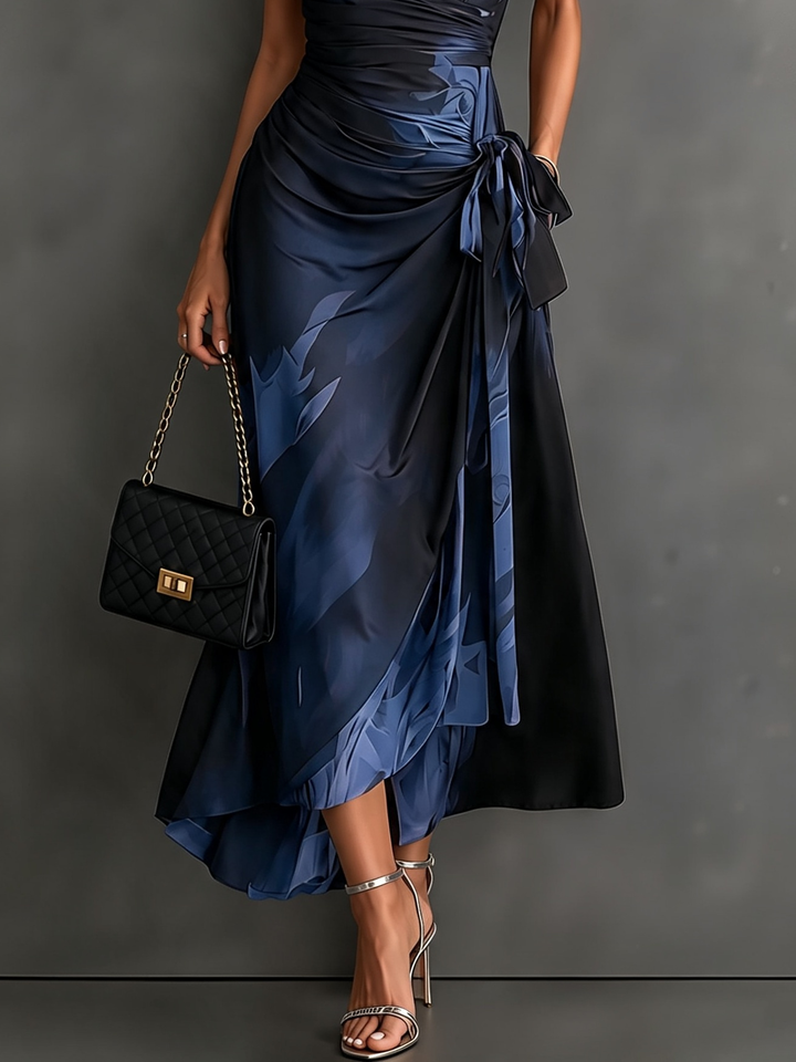 Midi Wallet Dress With V-Neck Collar