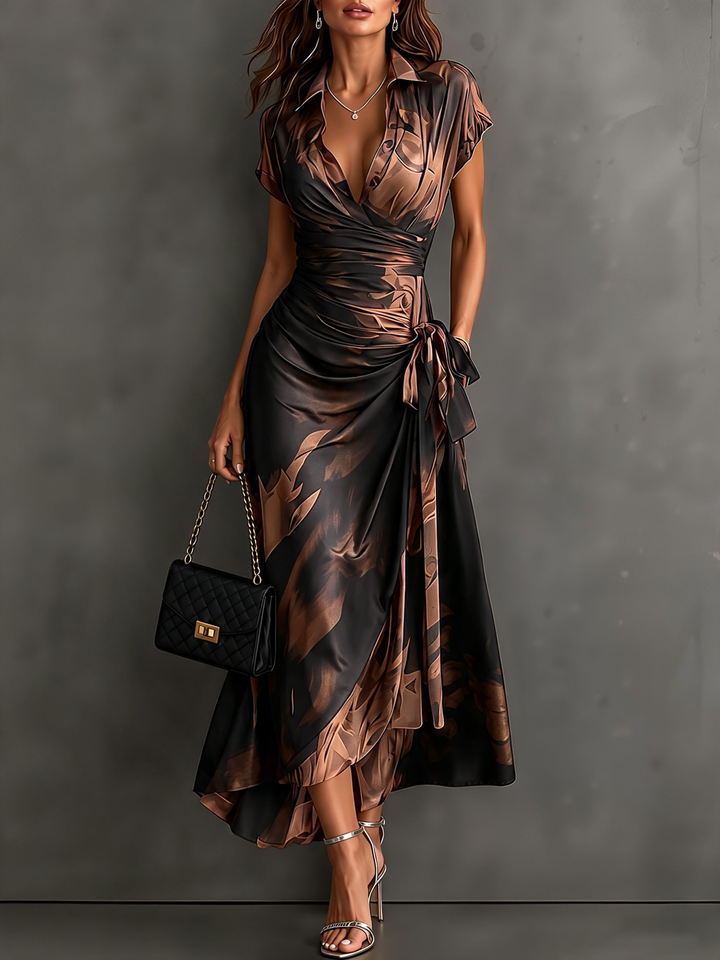 Midi Wallet Dress With V-Neck Collar