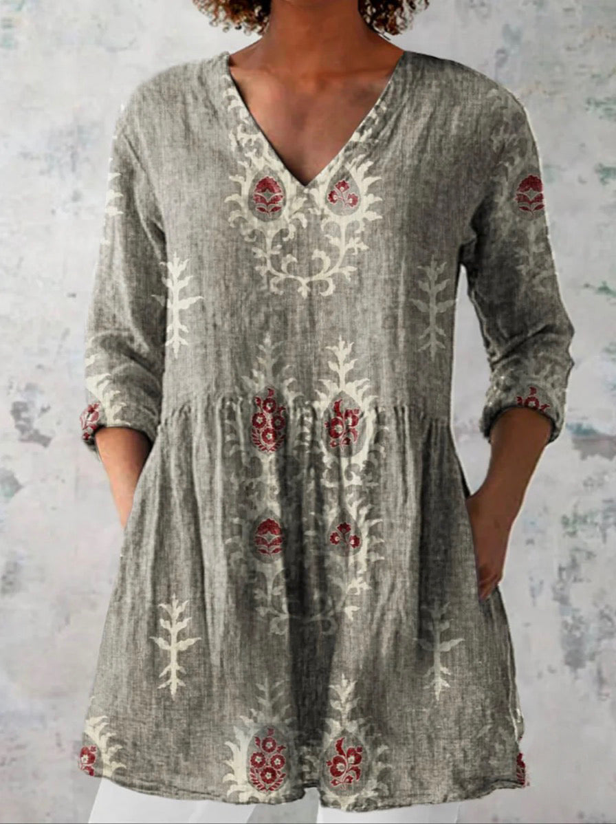 Elise | Long Blouse with V-Neck