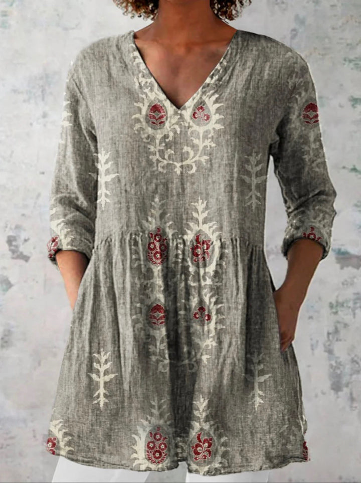 Elise | Long Blouse with V-Neck