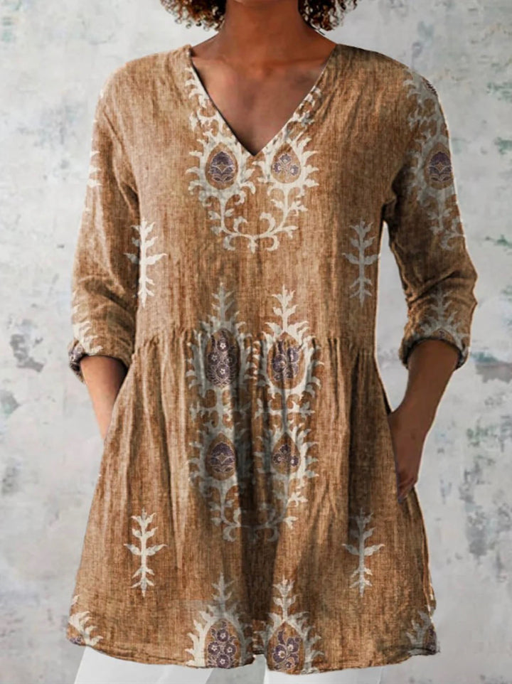 Elise | Long Blouse with V-Neck