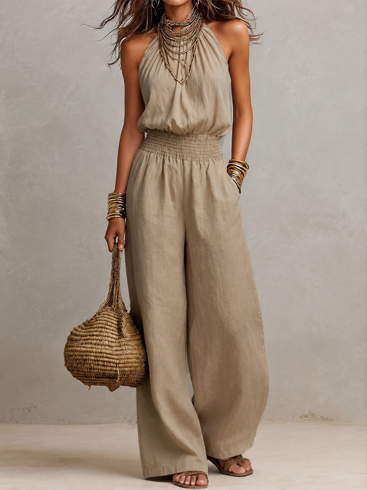 VALERIA | Halter Neck Wide-Leg Jumpsuit