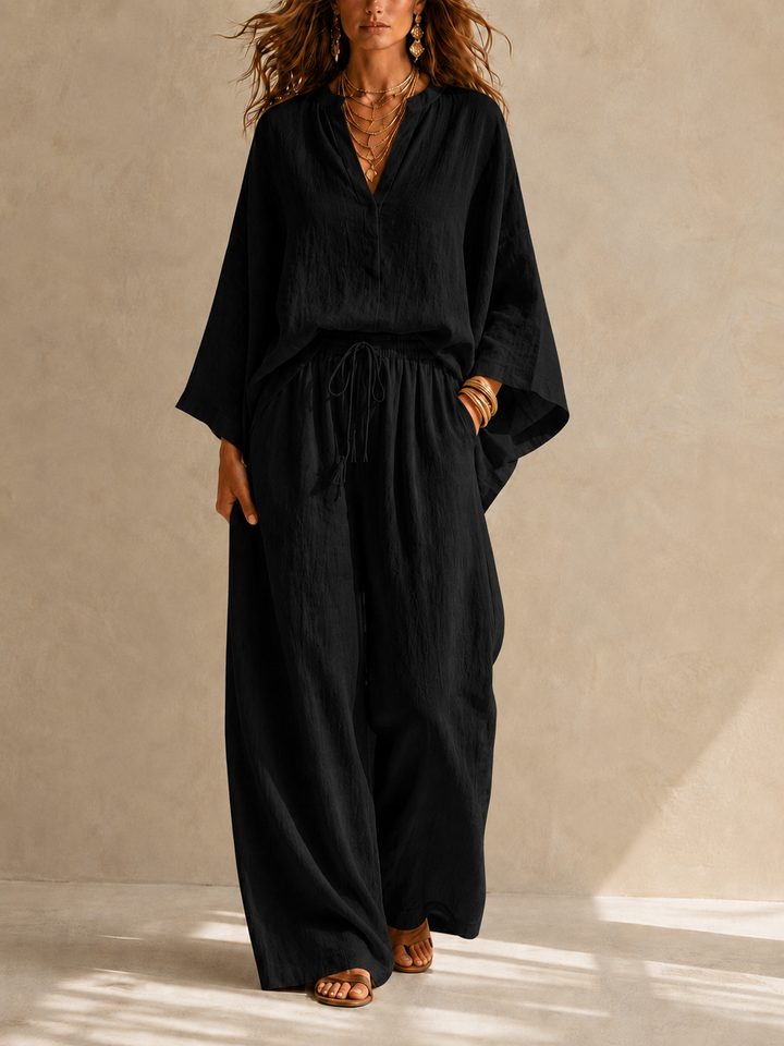 Olivia | V-Neck Wide-Leg Two-Piece Set
