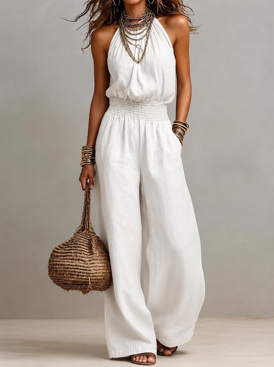 VALERIA | Halter Neck Wide-Leg Jumpsuit