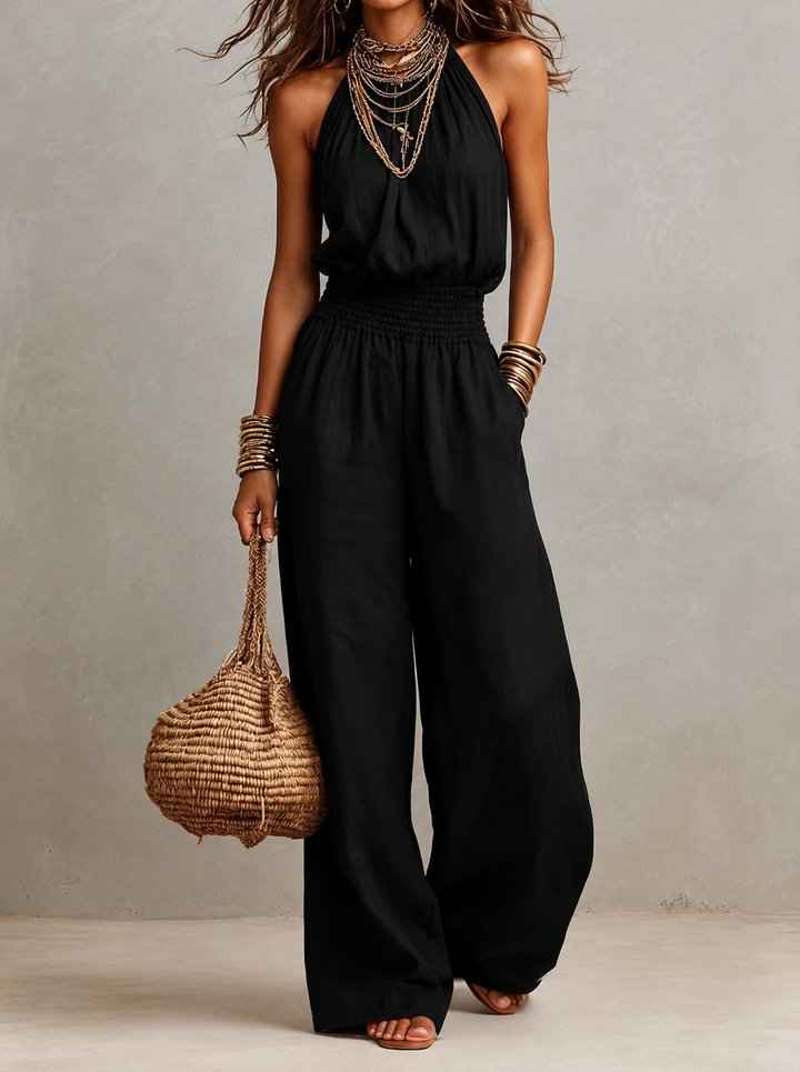 VALERIA | Halter Neck Wide-Leg Jumpsuit
