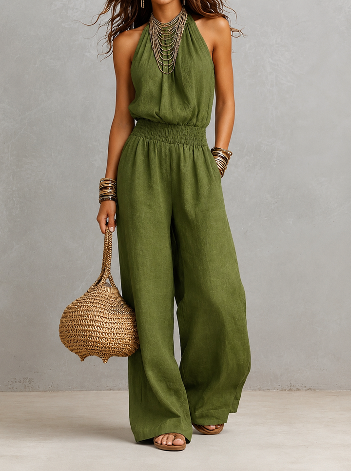 VALERIA | Halter Neck Wide-Leg Jumpsuit