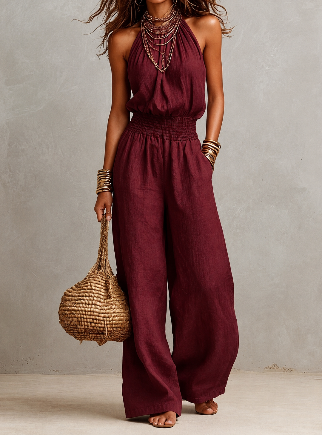 VALERIA | Halter Neck Wide-Leg Jumpsuit