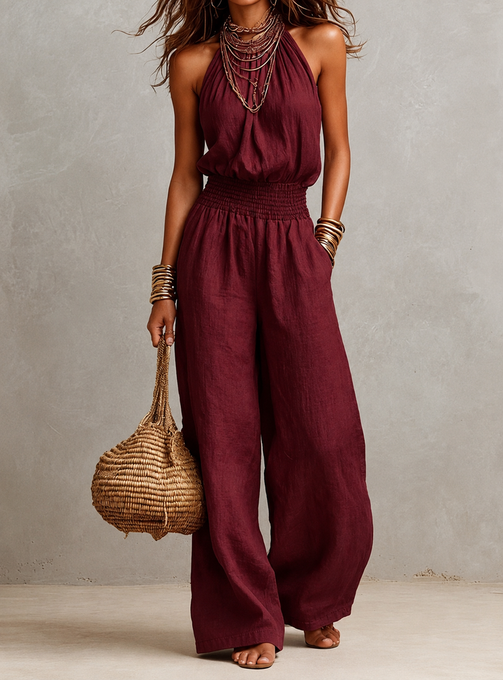 VALERIA | Halter Neck Wide-Leg Jumpsuit
