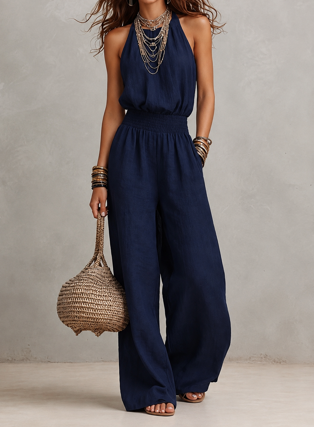 VALERIA | Halter Neck Wide-Leg Jumpsuit