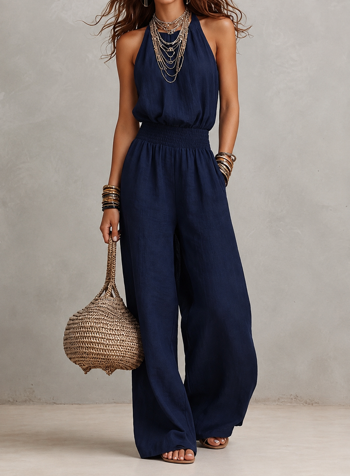 VALERIA | Halter Neck Wide-Leg Jumpsuit