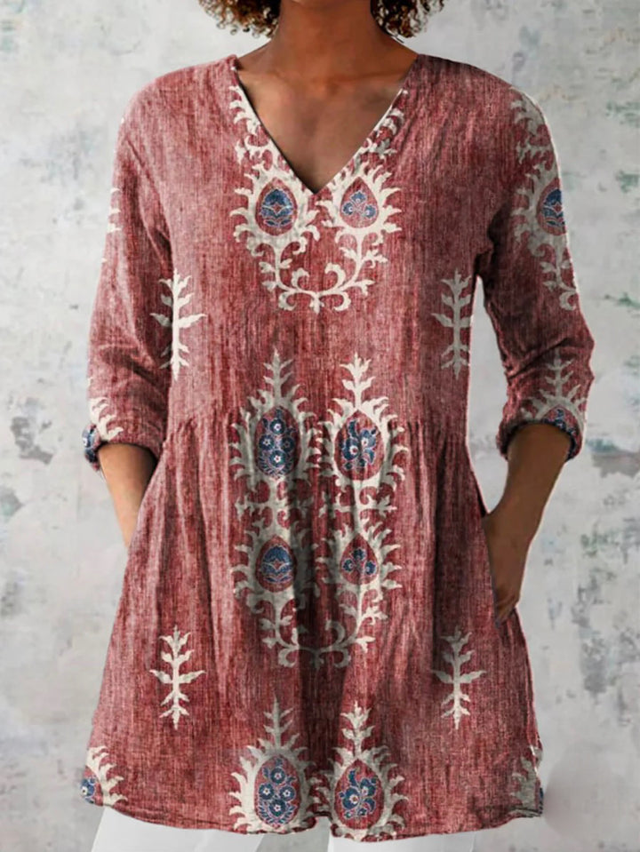 Elise | Long Blouse with V-Neck