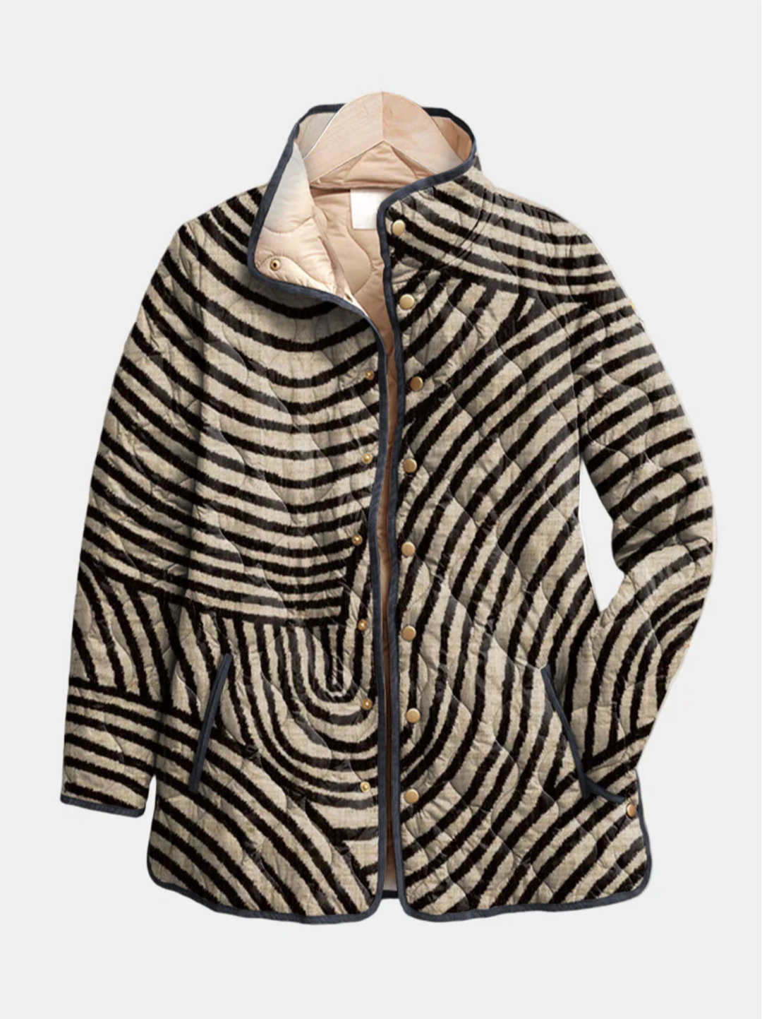 INAYA | Quilted Jacket with Hand-Drawn Retro Circular Design