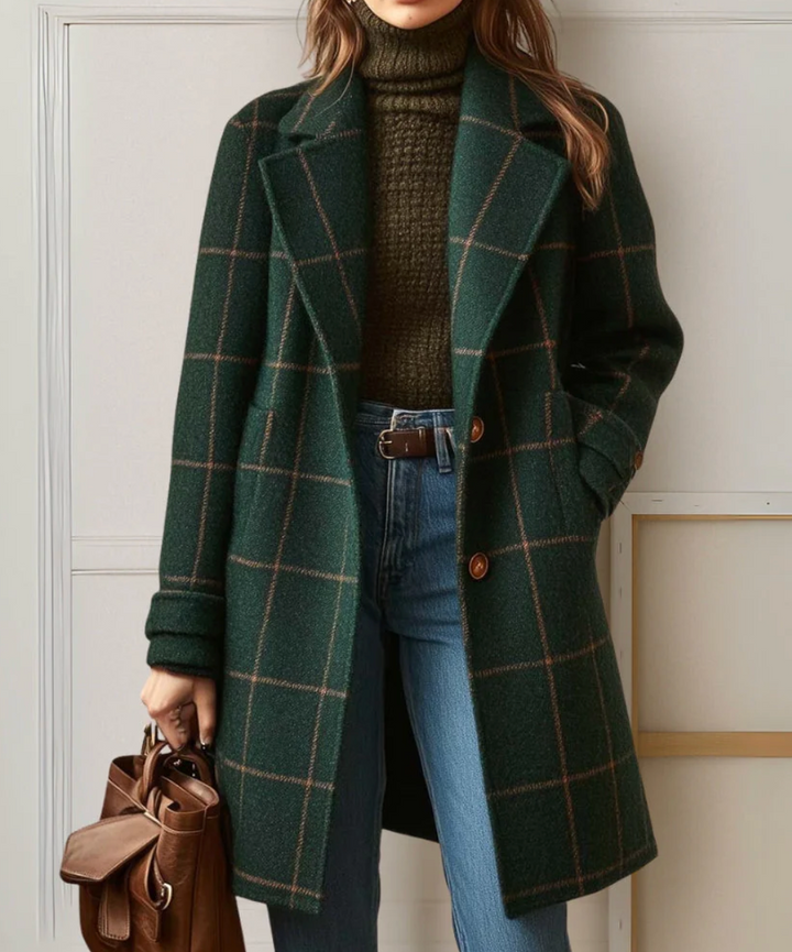 Judith™ | Long Tweed Plaid Coat