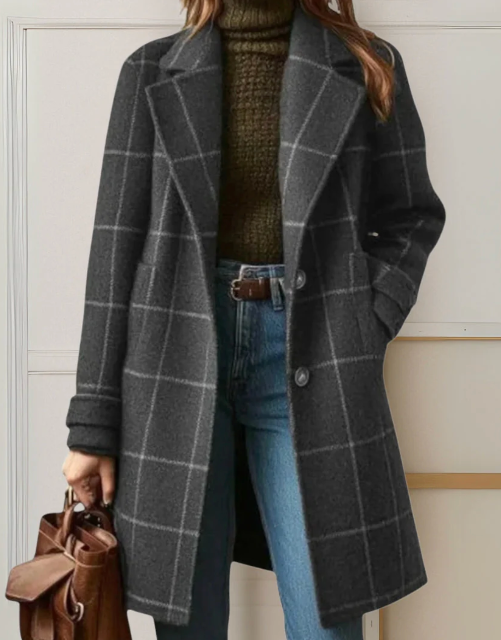 Judith™ | Long Tweed Plaid Coat