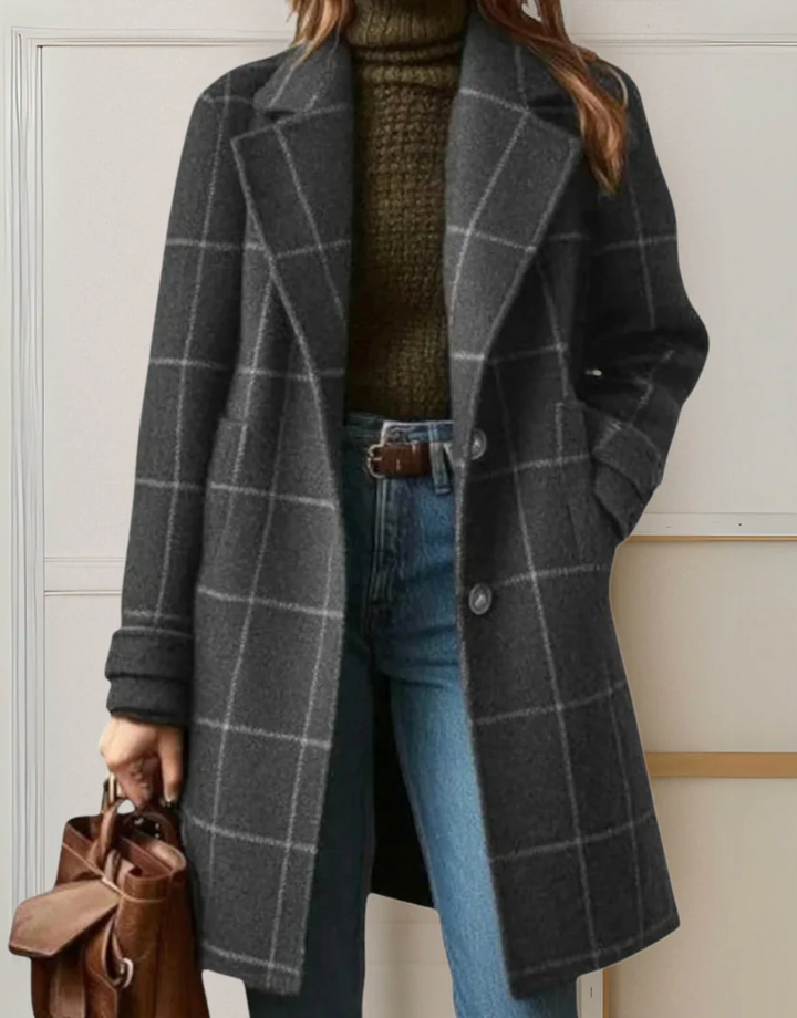 Judith™ | Long Tweed Plaid Coat
