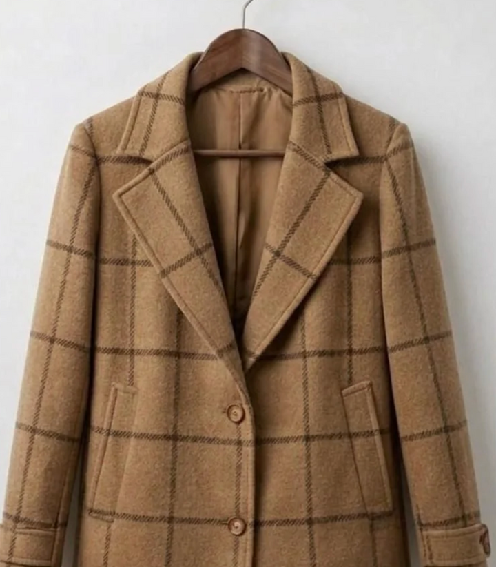Judith™ | Long Tweed Plaid Coat