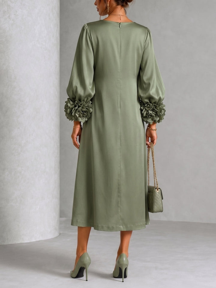 Midi Dress with Floral Sleeves